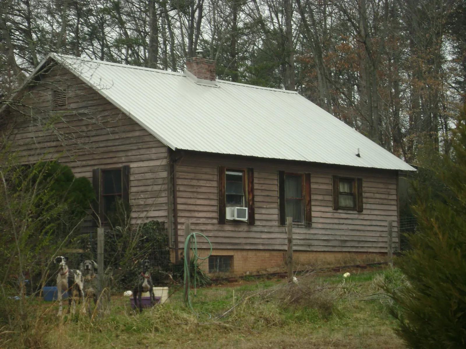 White metal roof on an old wood sided farmhouse, from a Asphalt Shingle Roof Repair job in Laurel Hill
